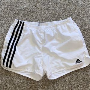 White Adidas athletic shorts